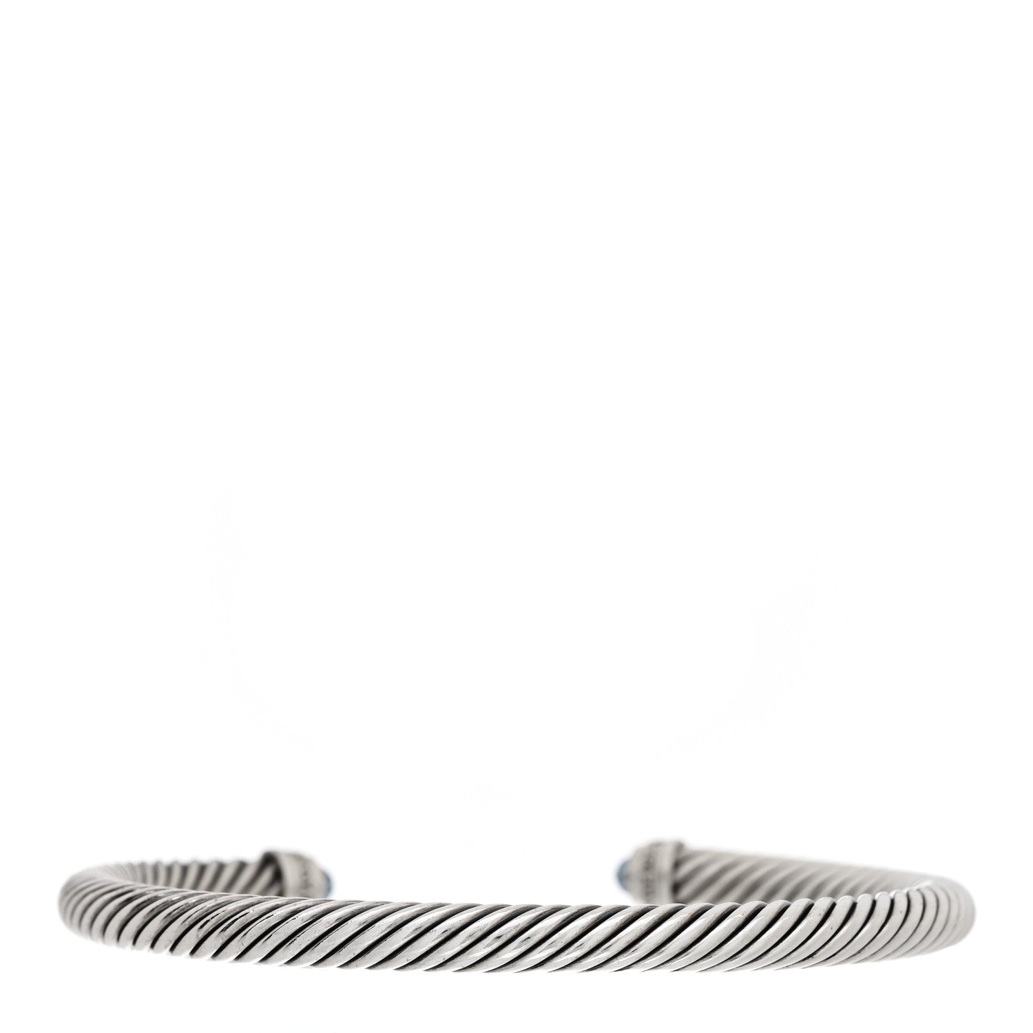 David Yurman Sterling Silver Diamond Blue Topaz 5mm Cable Classics Bracelet 2 of 3