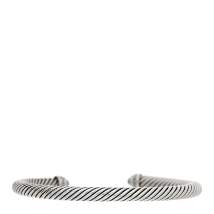 David Yurman Sterling Silver Diamond Blue Topaz 5mm Cable Classics Bracelet 2 of 3