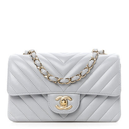Chanel Lambskin Chevron Quilted Mini Rectangular Flap Grey 1 of 12
