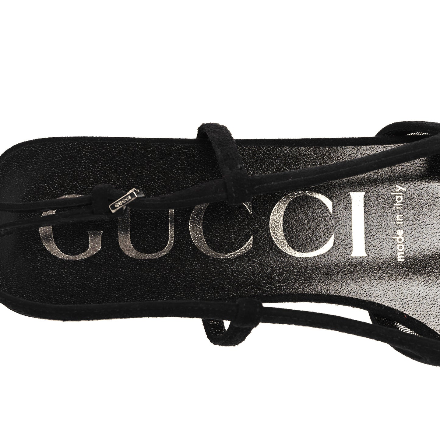 Tela Retino Kid Scamosciato Crystal GG Monogram Square Demi Ballet Flats 37.5 Black