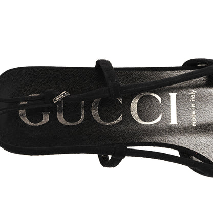 Gucci Tela Retino Kid Scamosciato Crystal GG Monogram Square Demi Ballet Flats 37.5 Black 8 of 9