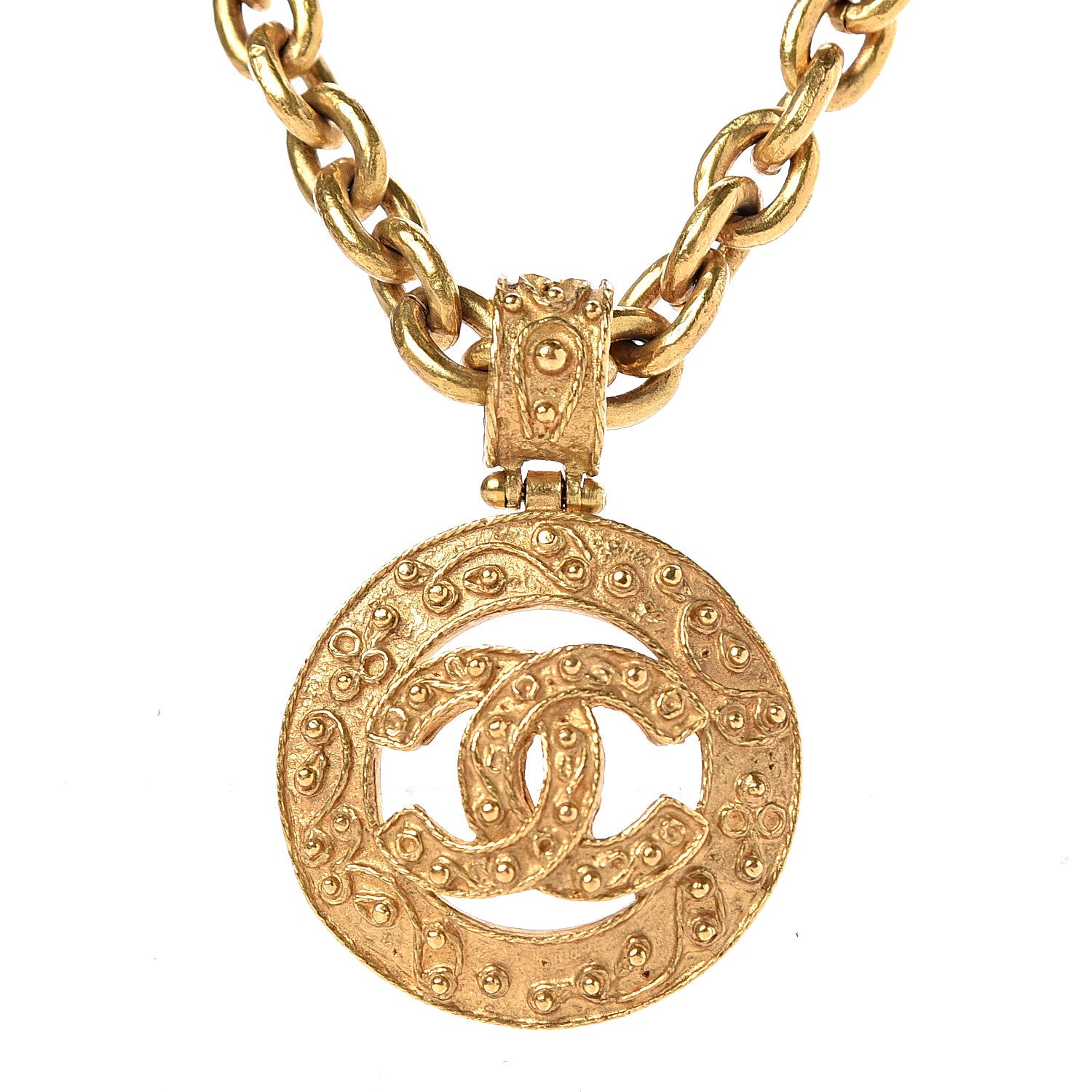 Chanel CC Pendant Chain Necklace Gold 4 of 5