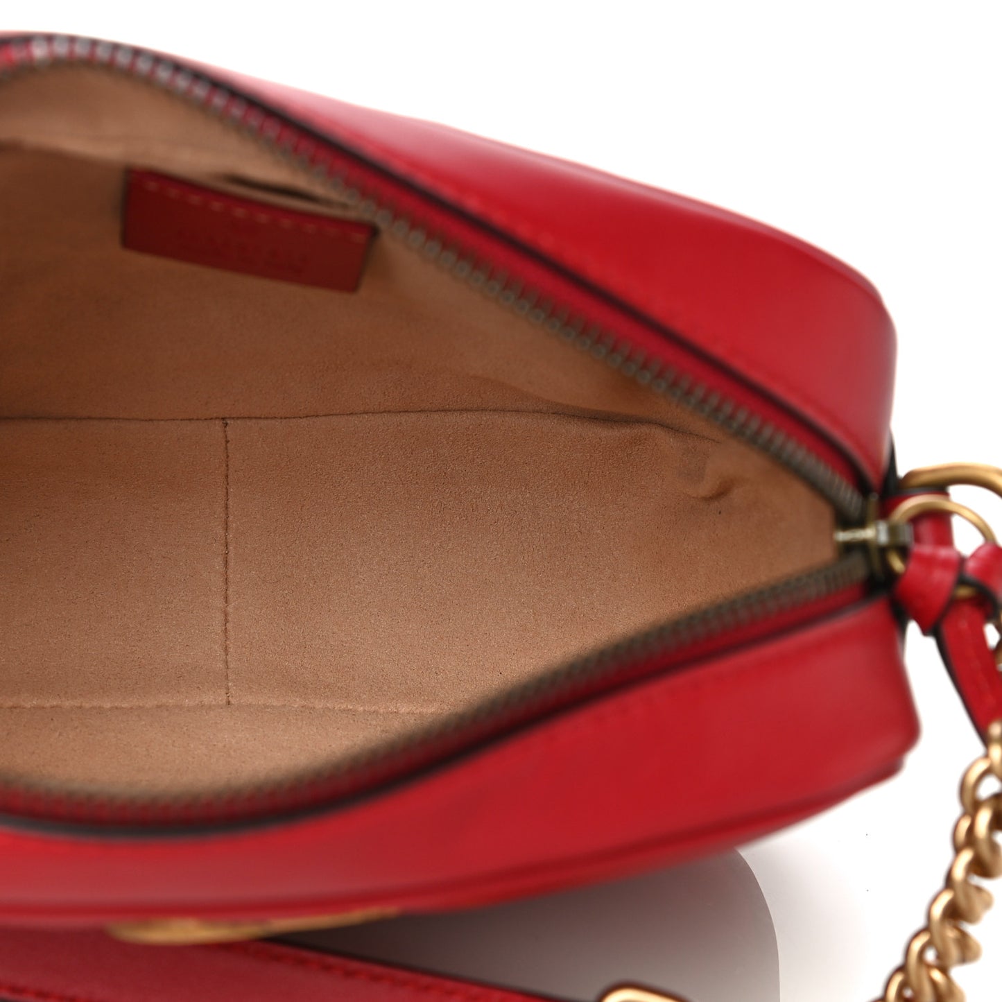 Calfskin Matelasse Mini GG Marmont Chain Shoulder Bag Hibiscus Red