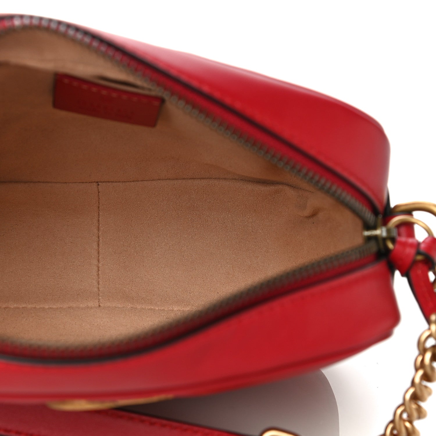 Gucci Calfskin Matelasse Mini GG Marmont Chain Shoulder Bag Hibiscus Red 7 of 16