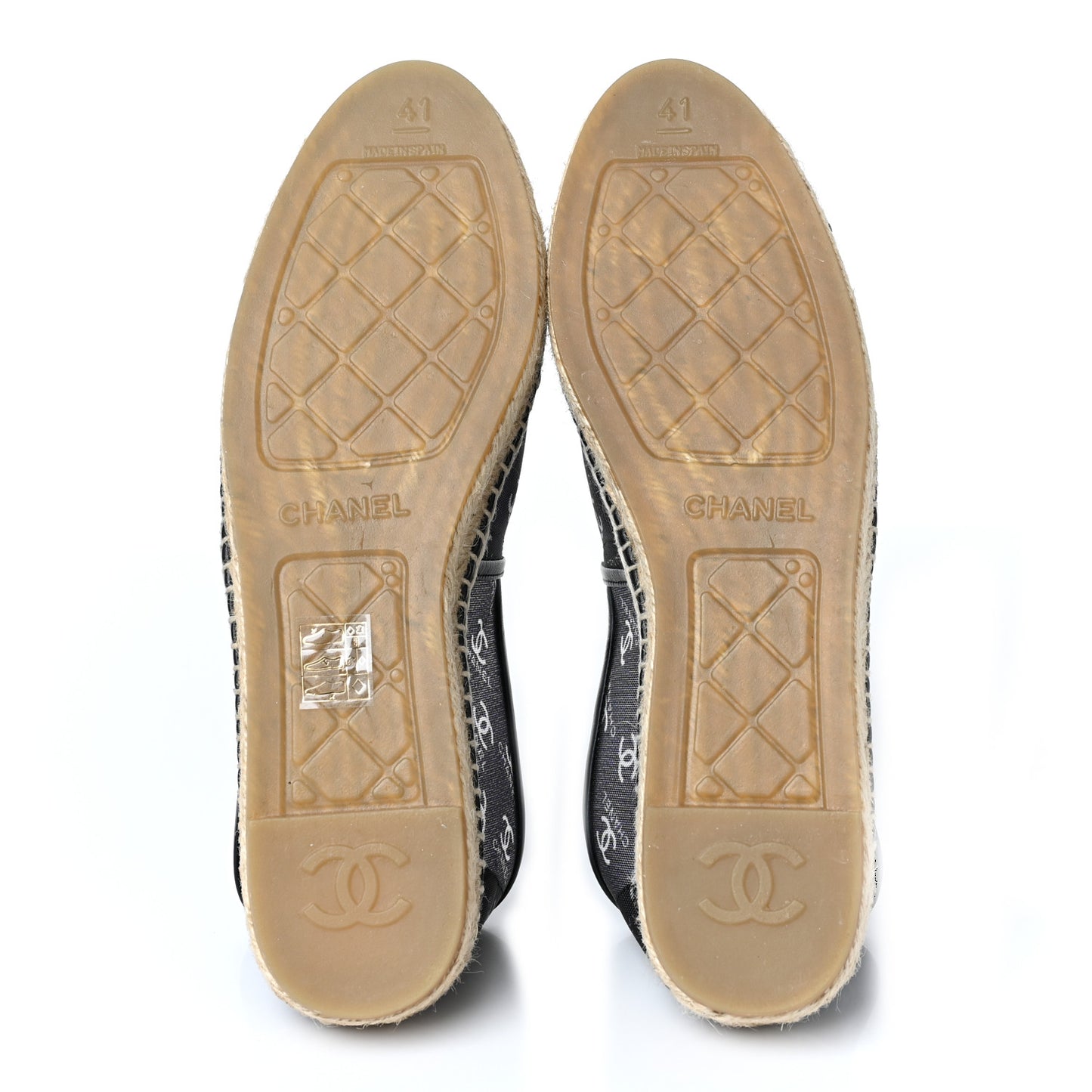 Mesh Grosgrain CC Espadrilles 41 Black White