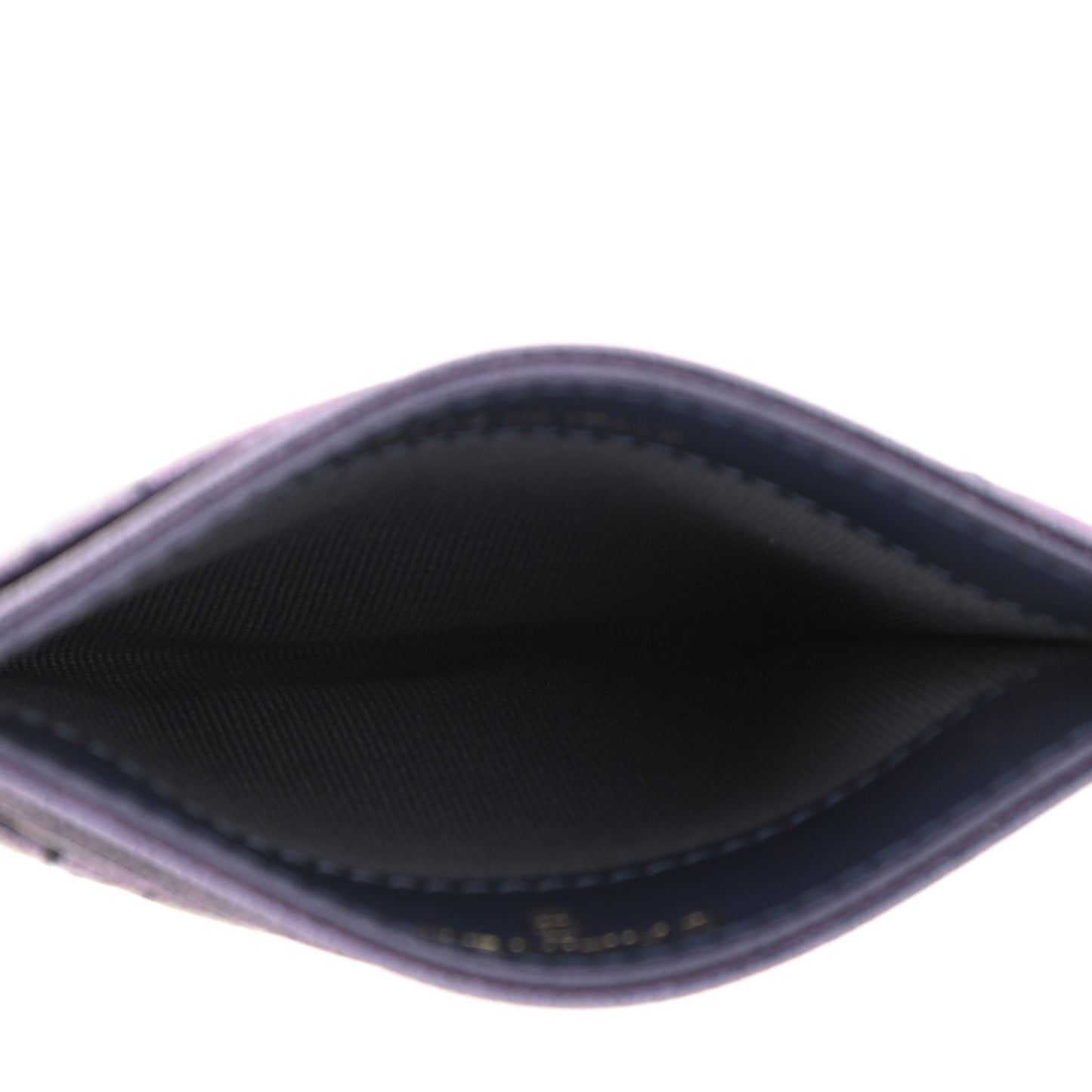 Iridescent Caviar Quilted Card Holder Dark Blue