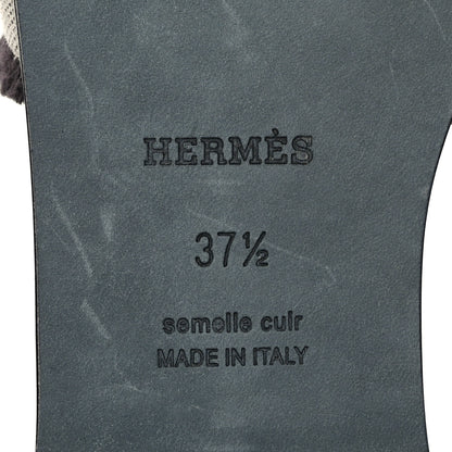 Hermes Toile H Oran Fringe Sandals 37.5 Prunoir 7 of 9