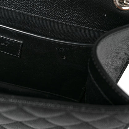 Saint Laurent Grain De Poudre Textured Mixed Matelasse Triquilt Medium Monogram Satchel Black 9 of 9
