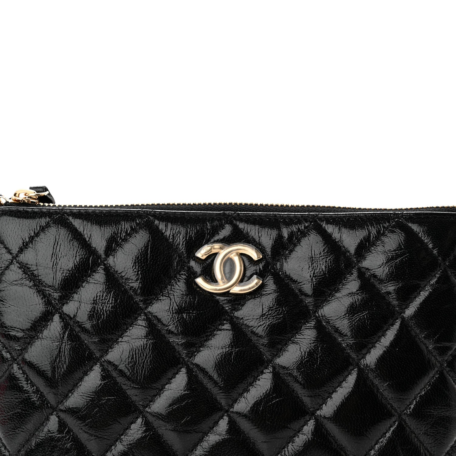 Chanel Shiny Crumpled Calfskin Quilted Clutch Bag Black 8 of 12