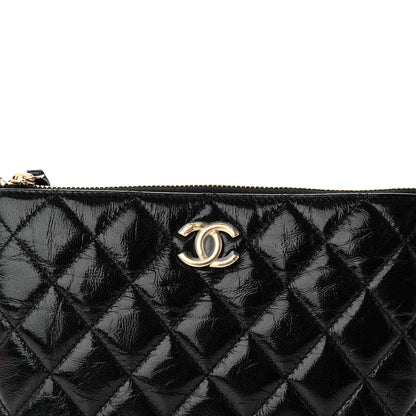 Chanel Shiny Crumpled Calfskin Quilted Clutch Bag Black 8 of 12