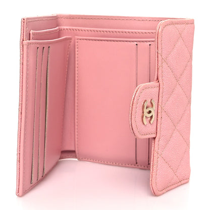 Chanel Iridescent Caviar Quilted Compact Flap Wallet Pink 5 of 8