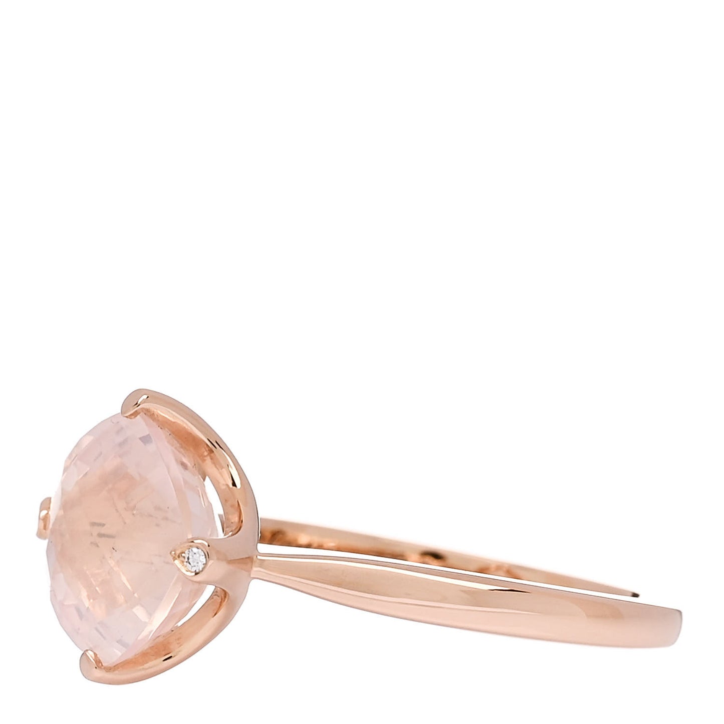 18K Pink Gold Diamond Rose Quartz Inde Mysterieuse Ring 54 6.75