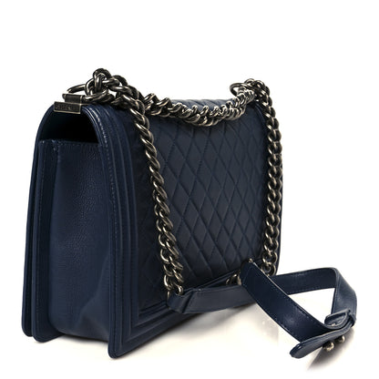 Chanel Calfskin Quilted New Medium Boy Flap Dark Blue 3 of 10