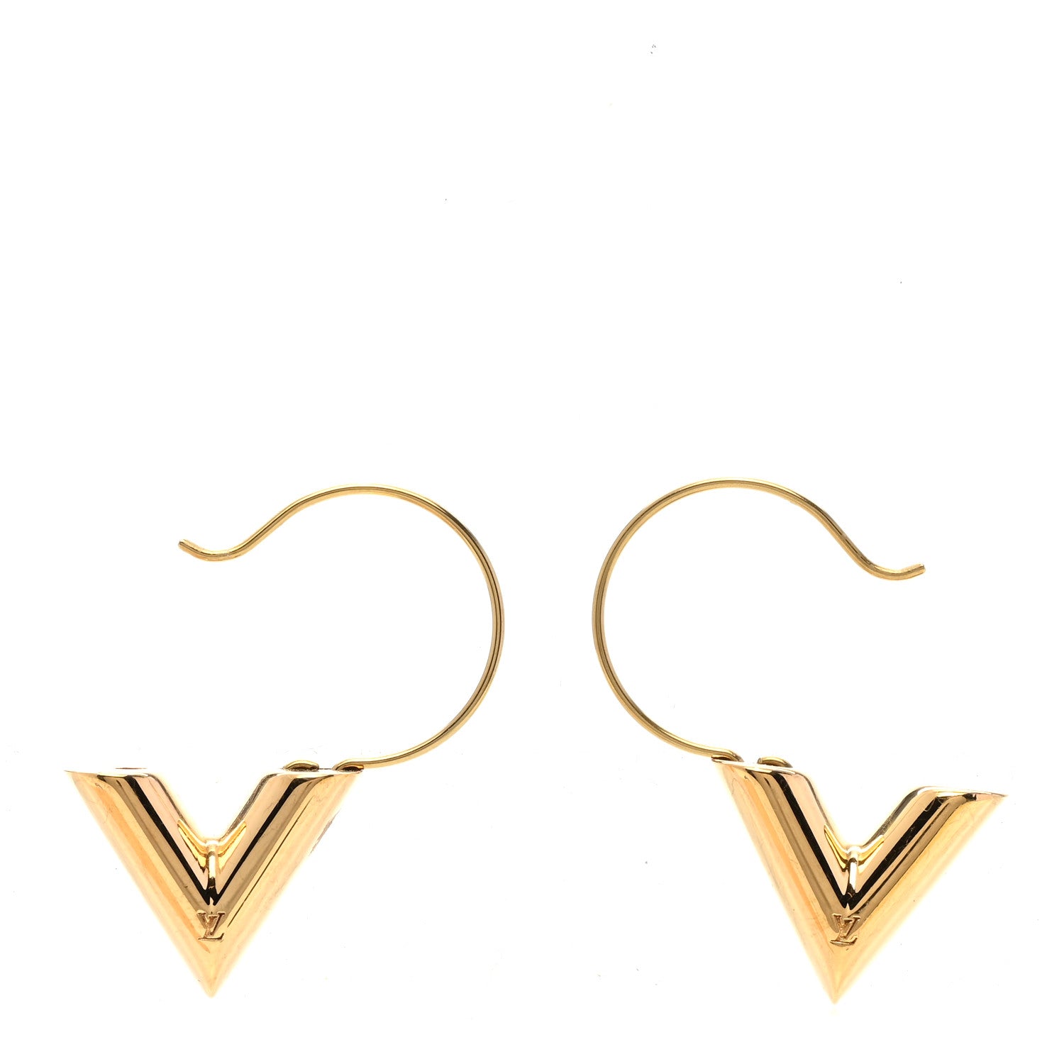 Louis Vuitton Brass Essential V Hoop Earrings Gold 3 of 5