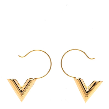 Louis Vuitton Brass Essential V Hoop Earrings Gold 3 of 5