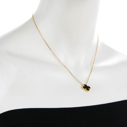 Van Cleef & Arpels 18K Yellow Gold Black Onyx Vintage Alhambra Pendant Necklace 2 of 7
