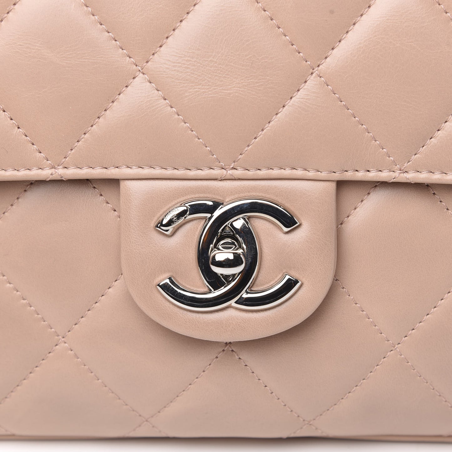 Glazed Calfskin Quilted Small CC Delivery Tote Light Pink