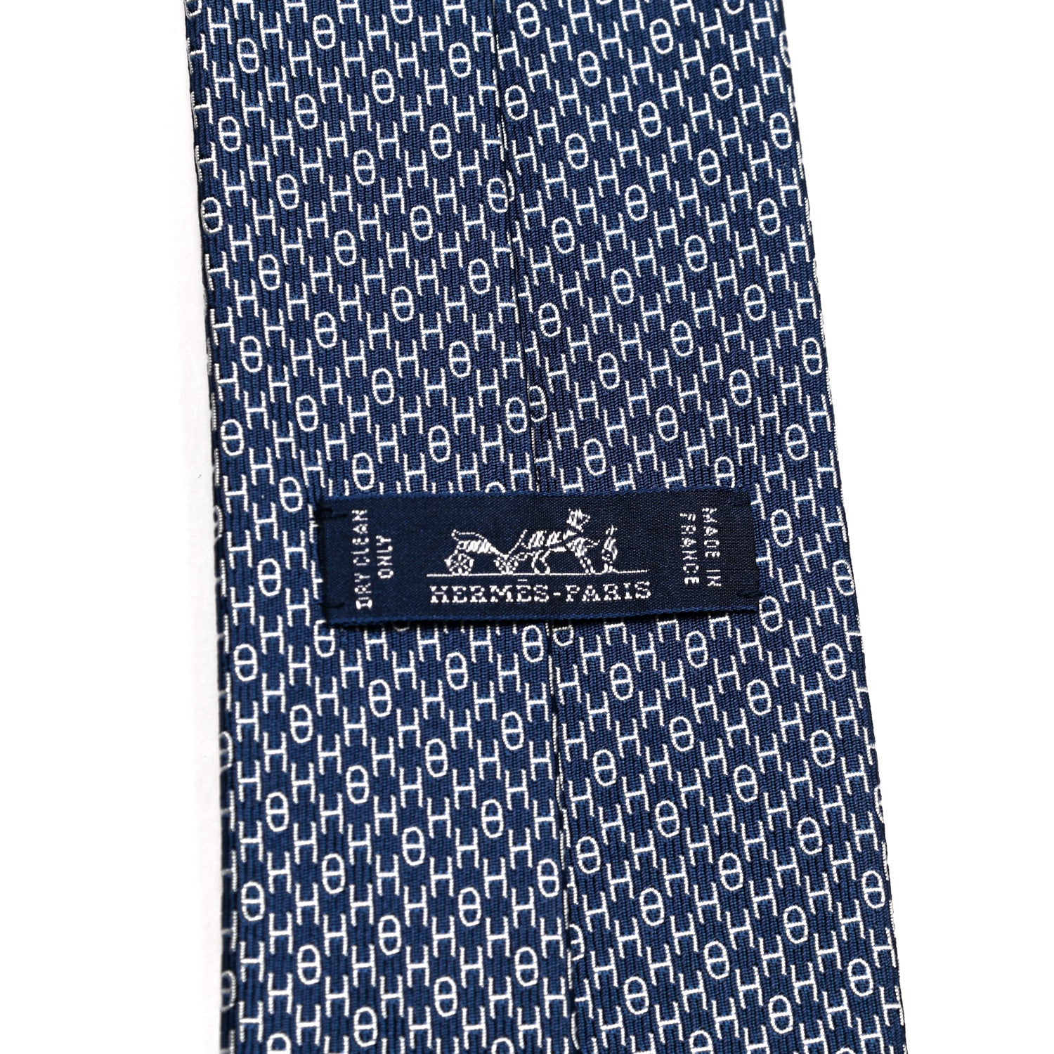 Hermes Silk Printed Mens H Enchaines Neck Tie Marine Ciel 3 of 5