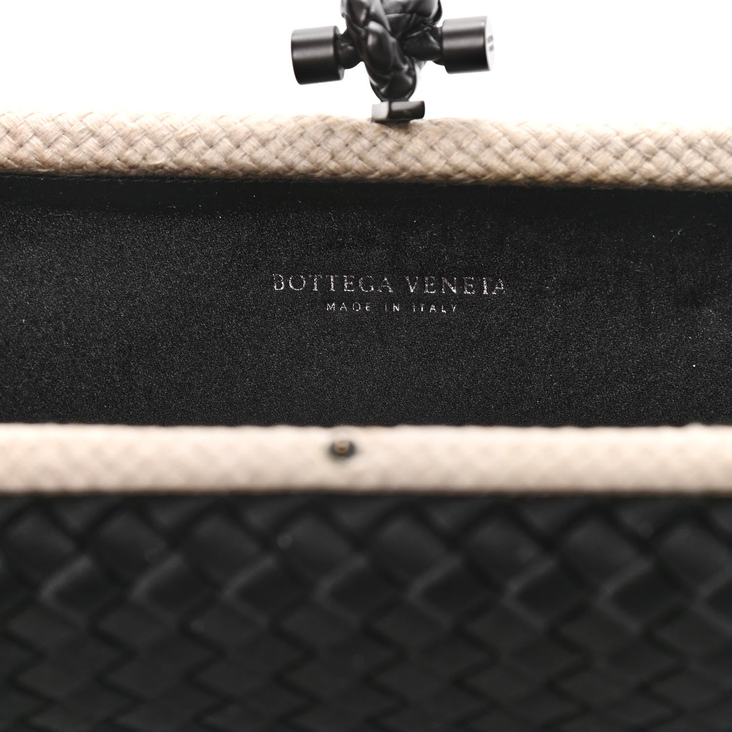 Bottega Veneta Intrecciato Silk Raffia Faille Knot Clutch Black 6 of 7