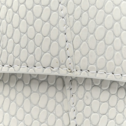 Balenciaga Matte Calfskin Snake Embossed Tonal B Small Hourglass Top Handle Bag Optic White 9 of 10