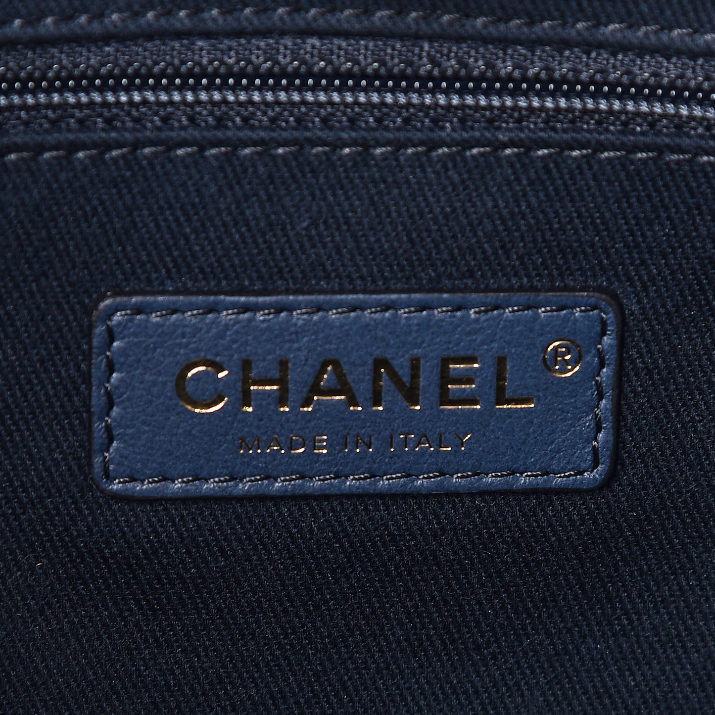 Lurex Canvas Small Deauville Tote Navy Blue Gold