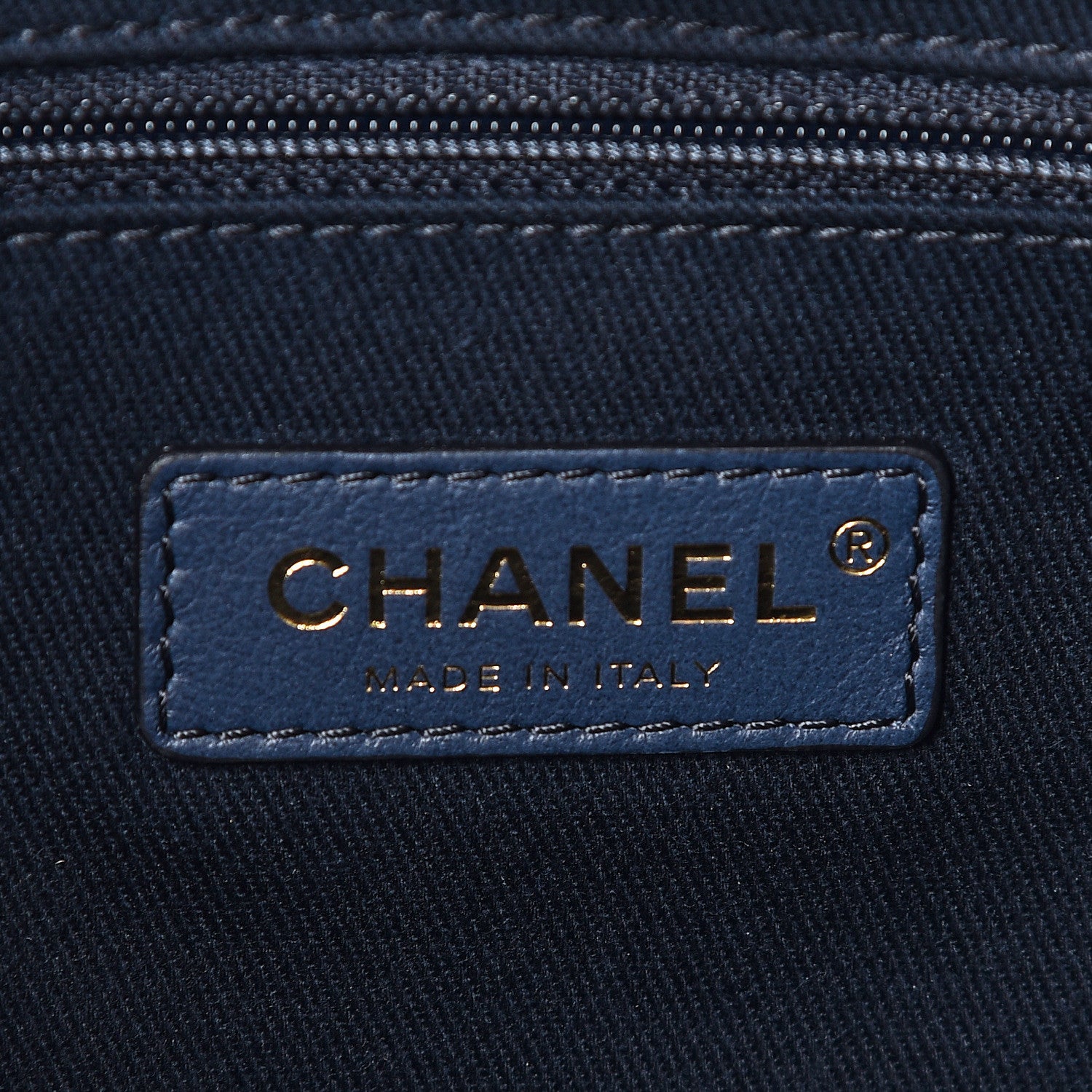 Chanel Lurex Canvas Small Deauville Tote Navy Blue Gold 6 of 12