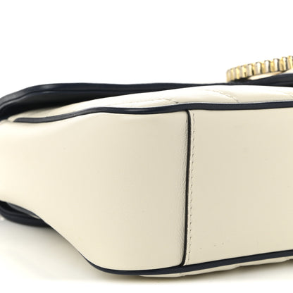 Gucci Vintage Effect Calfskin Matelasse Diagonal Small Torchon GG Marmont Shoulder Bag Mystic White Blue Agata 9 of 10