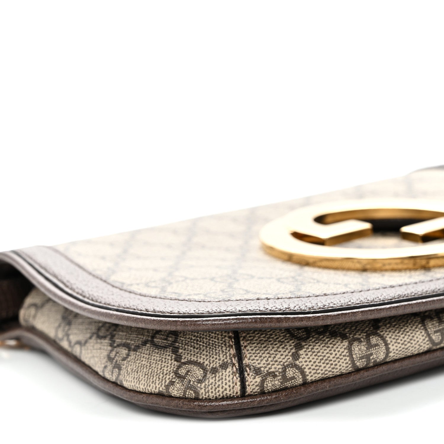 Gucci GG Supreme Monogram Textured Dollar Calfskin Blondie Chain Shoulder Flap Bag Beige Ebony New Acero 9 of 10