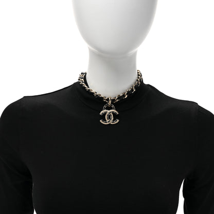 Chanel Metal Lambskin CC Choker Necklace Black Gold 2 of 5