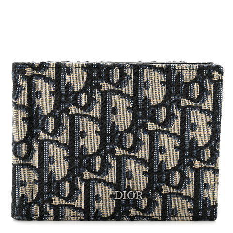 Oblique Bill Clip Wallet Beige Black