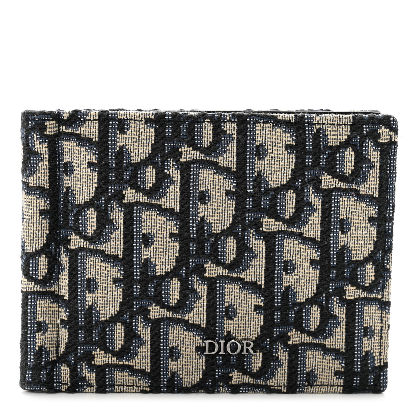 Oblique Bill Clip Wallet Beige Black