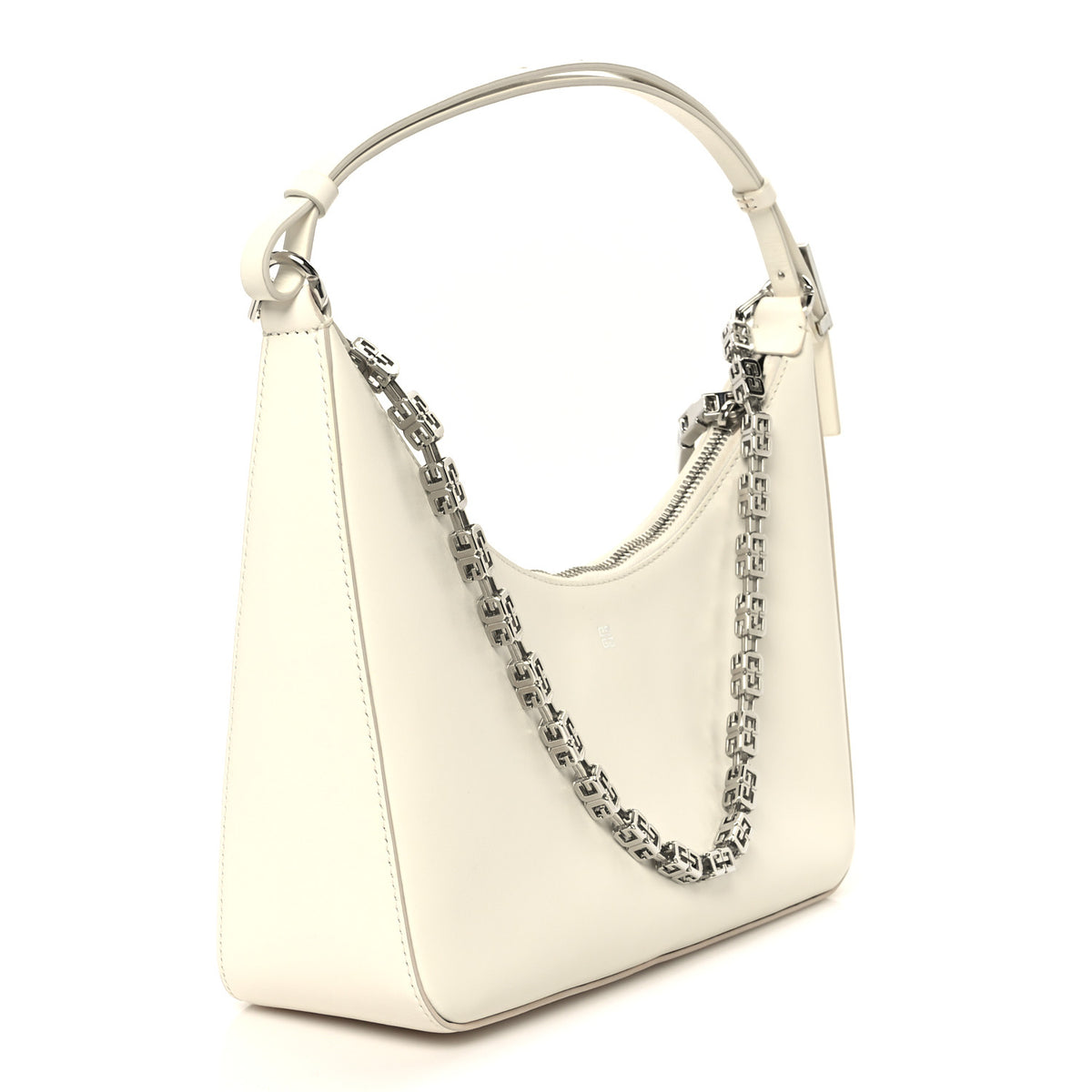 Givenchy Smooth Calfskin Small Moon Cut Out Shoulder Bag Ivory 2 of 9