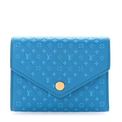 Louis Vuitton Calfskin Nanogram Embossed Victorine Wallet Bleu 1 of 6