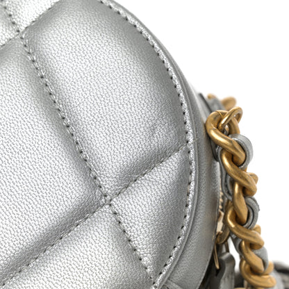 Chanel Metallic Lambskin Quilted Chanel 19 Round Clutch With Chain Silver Silver 11 of 13