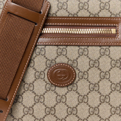 Gucci GG Supreme Monogram Azalea Calfskin Retro Interlocking G Flat Messenger Bag Beige Ebony Brown Sugar 9 of 12