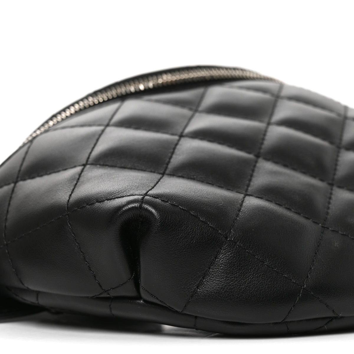 Calfskin Quilted Uniform Waist Belt Bag Black