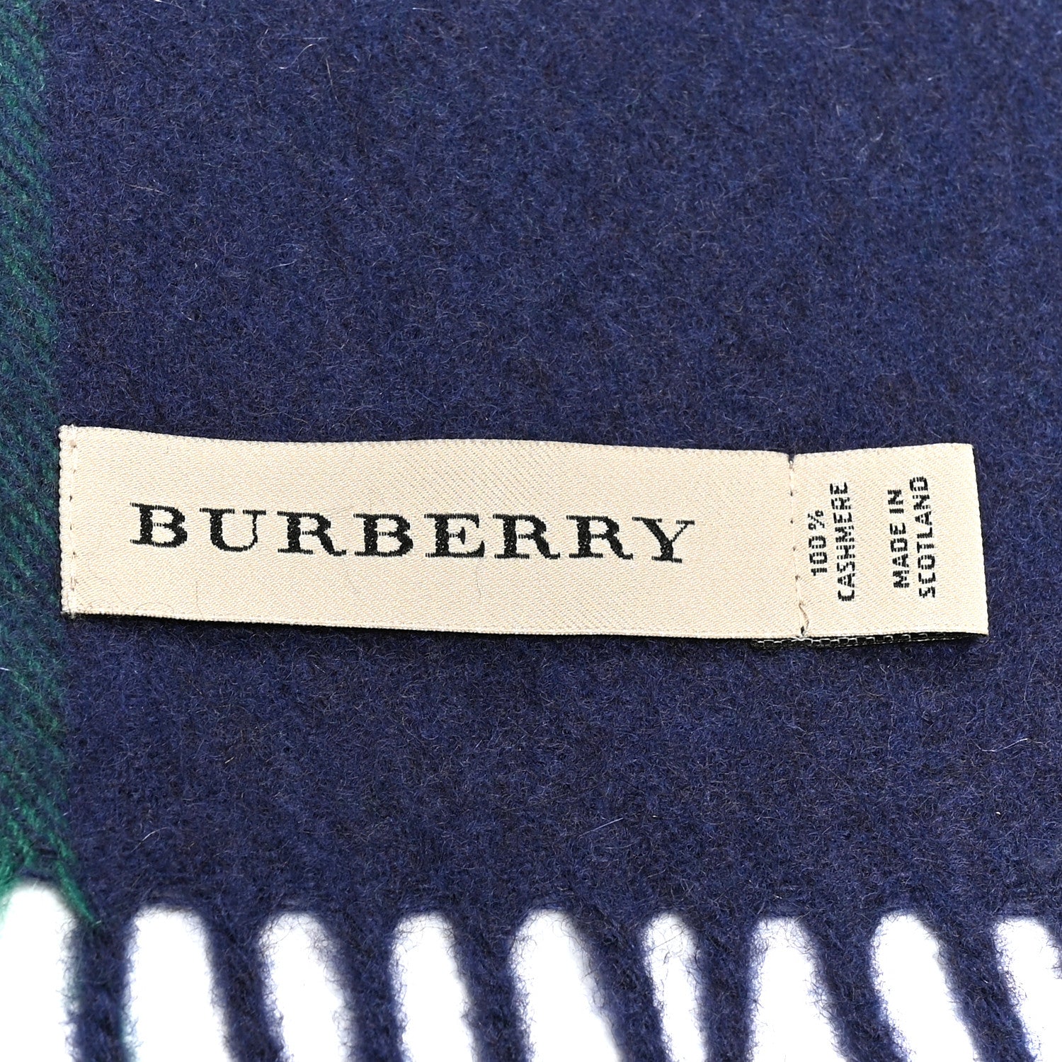 Burberry Cashmere Half Mega Reverse Check Fringe Scarf Dark Forest Green 3 of 5