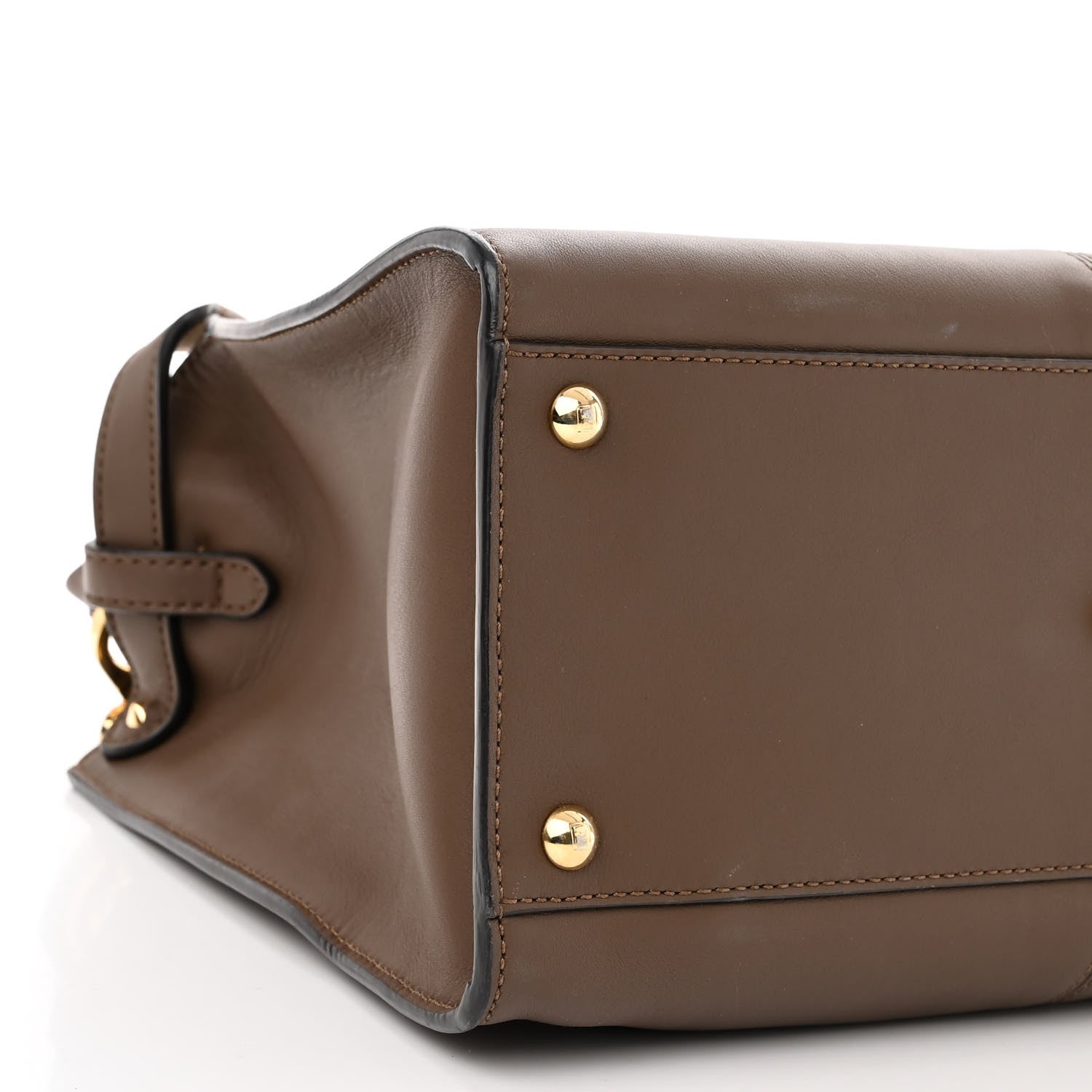 Fendi Vitello Seta Glazed Fabric FF 1974 Medium Peekaboo X-Lite Maya Mogano Panna 10 of 11
