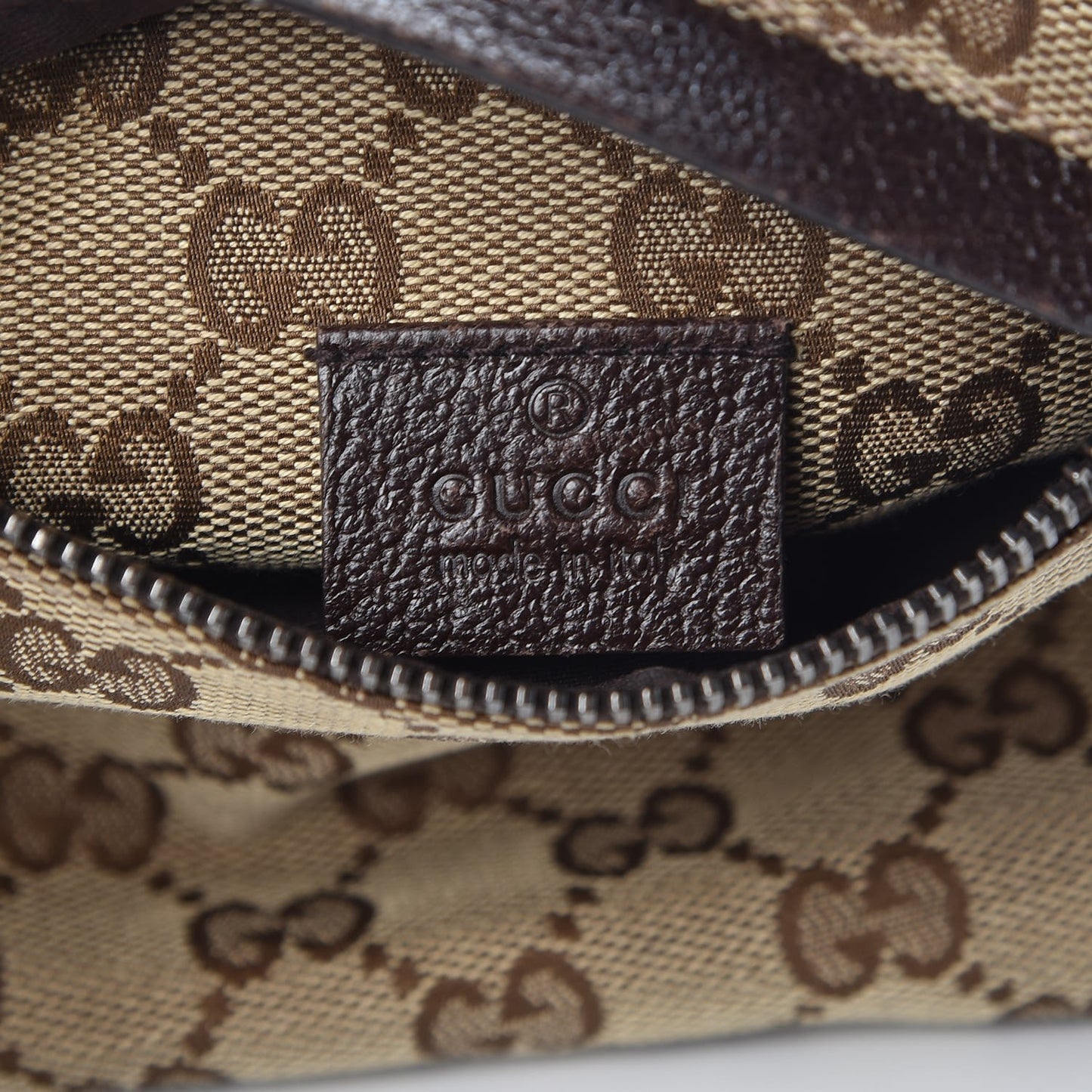 GG Monogram Double Pocket Belt Bag Dark Brown