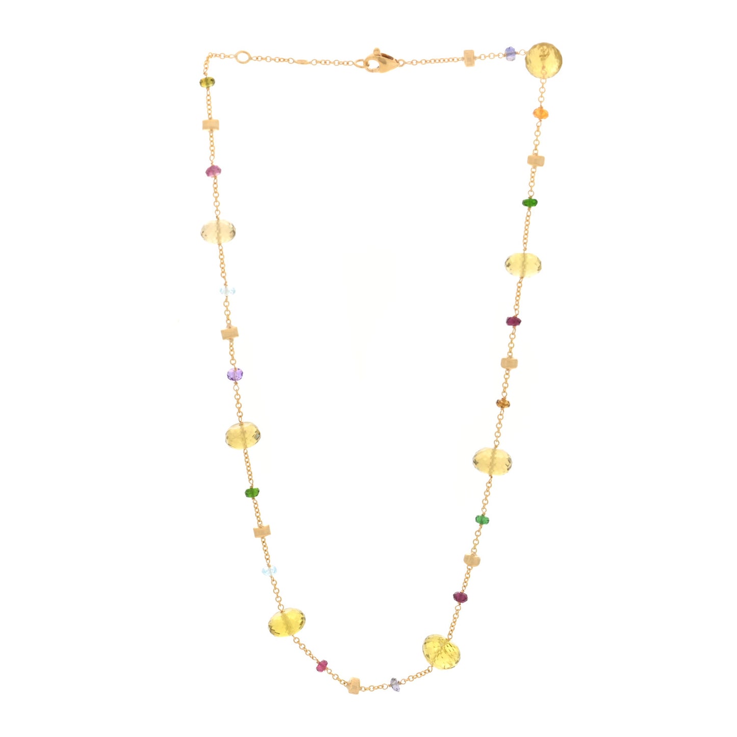 18K Yellow Gold Multi Gemstone Strand Necklace