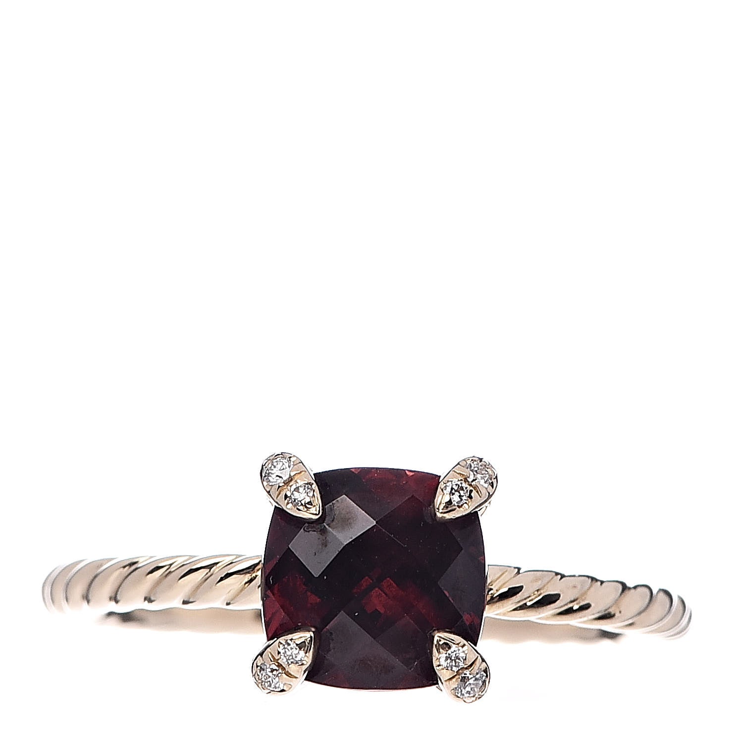 David Yurman 18K Yellow Gold Diamond Garnet 7mm Chatelaine Ring 54 7 1 of 6