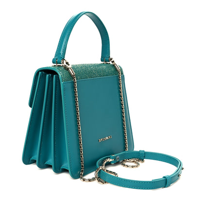 Bulgari Calfskin Galuchat Serpenti Forever Crossbody Turquoise 4 of 11