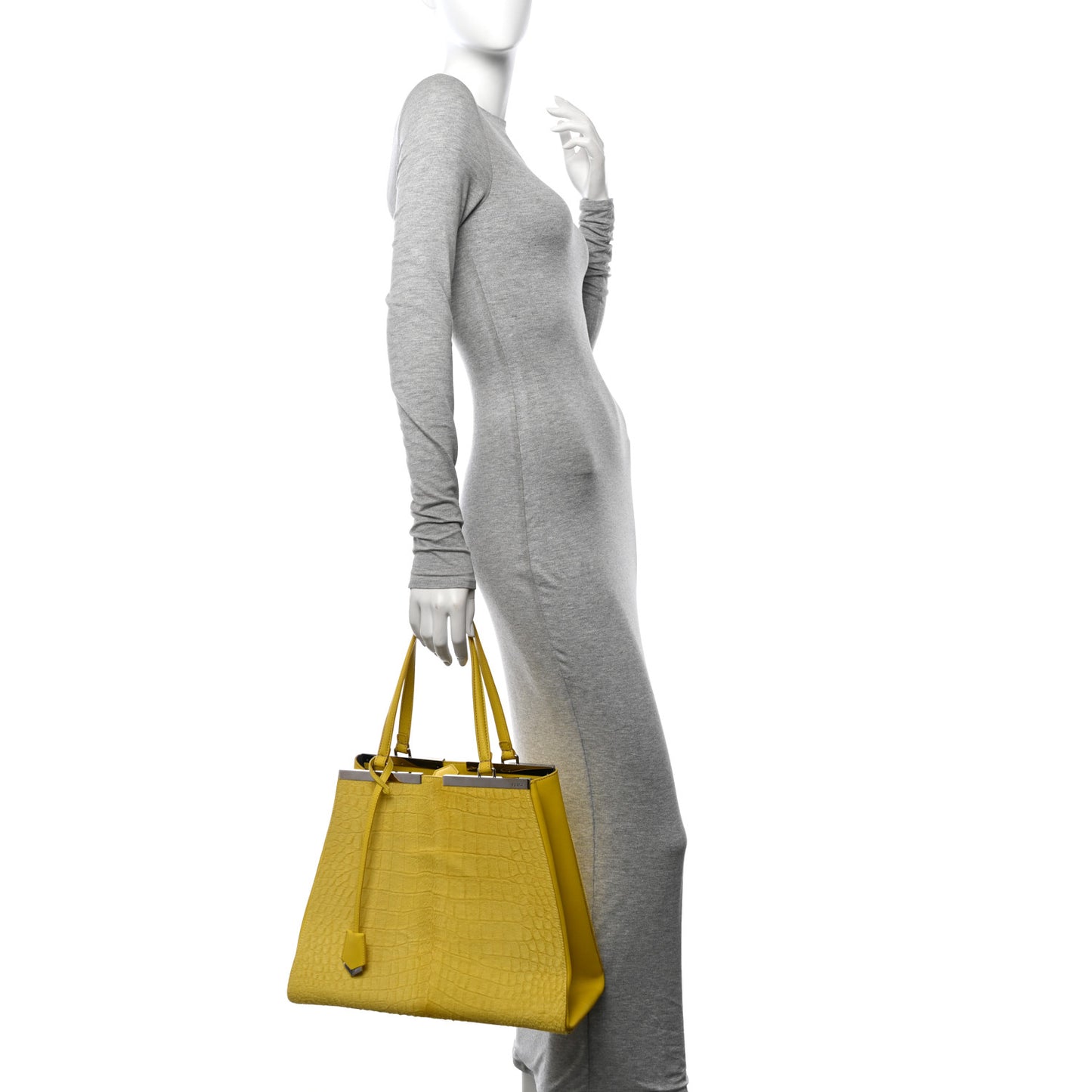 Vitello Calf Hair Crocodile Embossed Large 3Jours Tote Sunflower Cedro