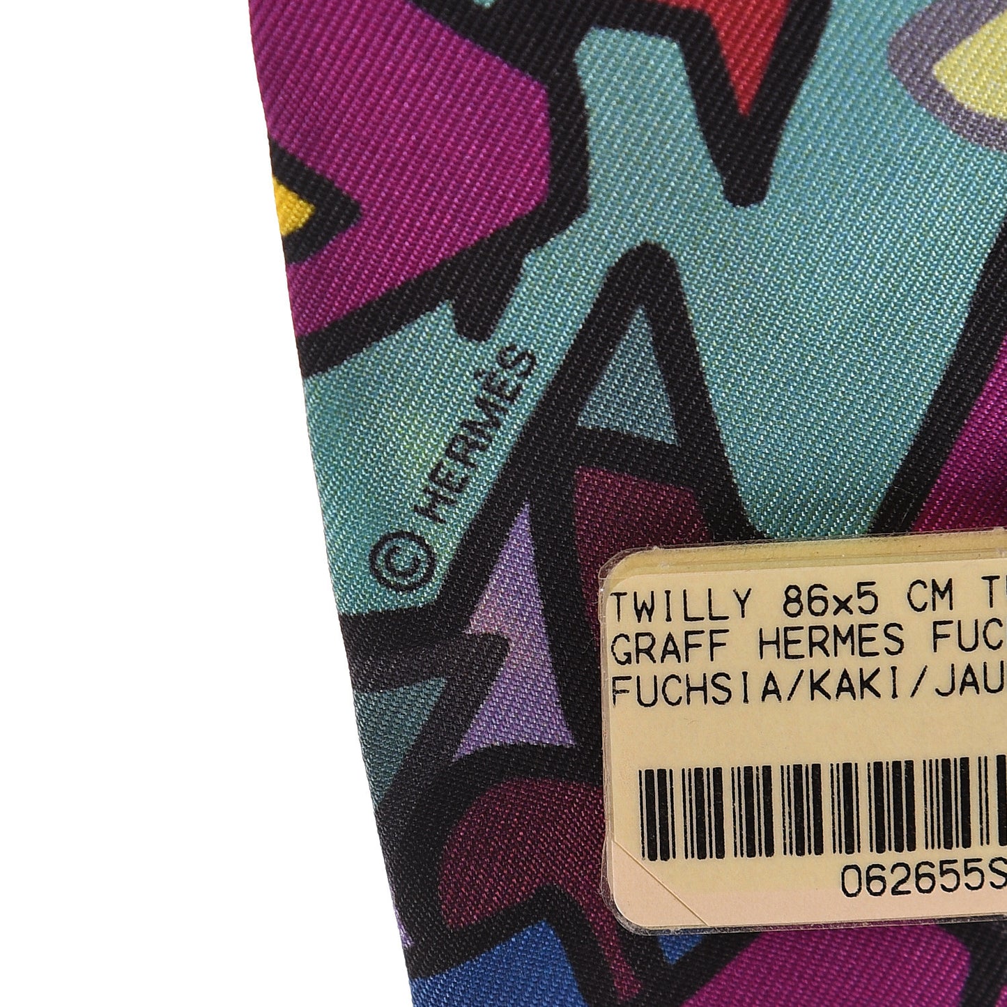 Silk Graff Graffiti Twilly Fuchsia Kaki Jaune