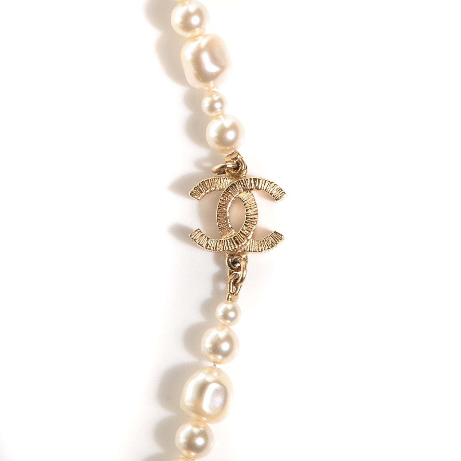 Chanel Irregular Pearl CC Long Necklace Light Gold 3 of 5