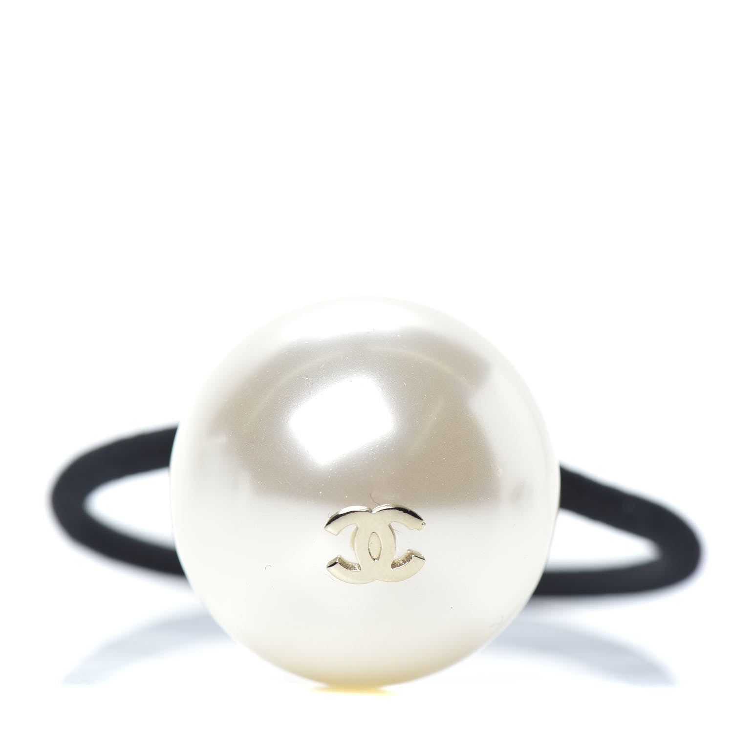 Chanel Pearl CC Hair Tie Black White 1 of 4