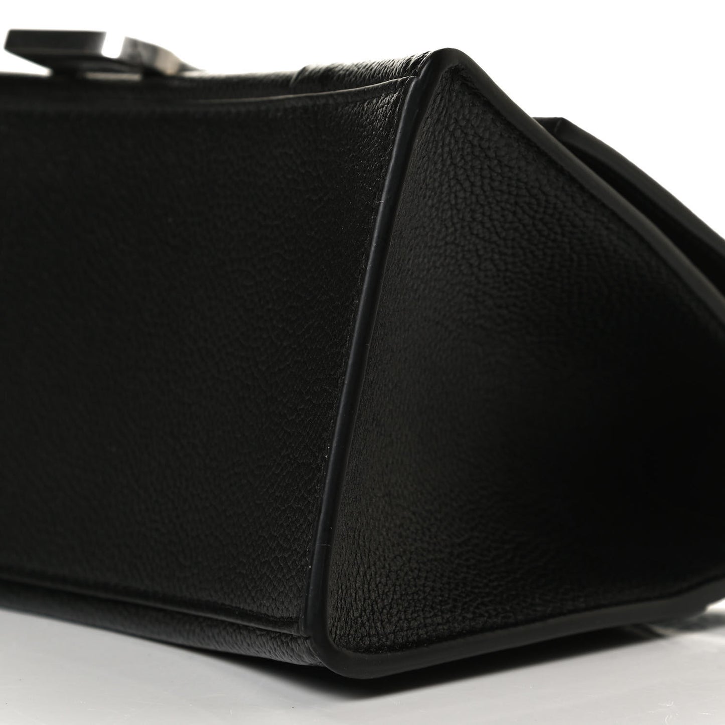 Grained Calfskin Small Hourglass Top Handle Bag Black