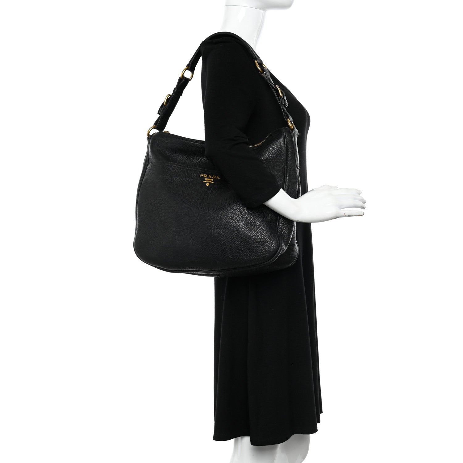 Prada Vitello Daino Sacca Hobo Black 2 of 10