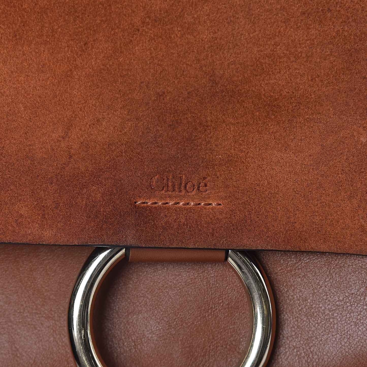 Suede Calfskin Small Faye Shoulder Bag Tobacco