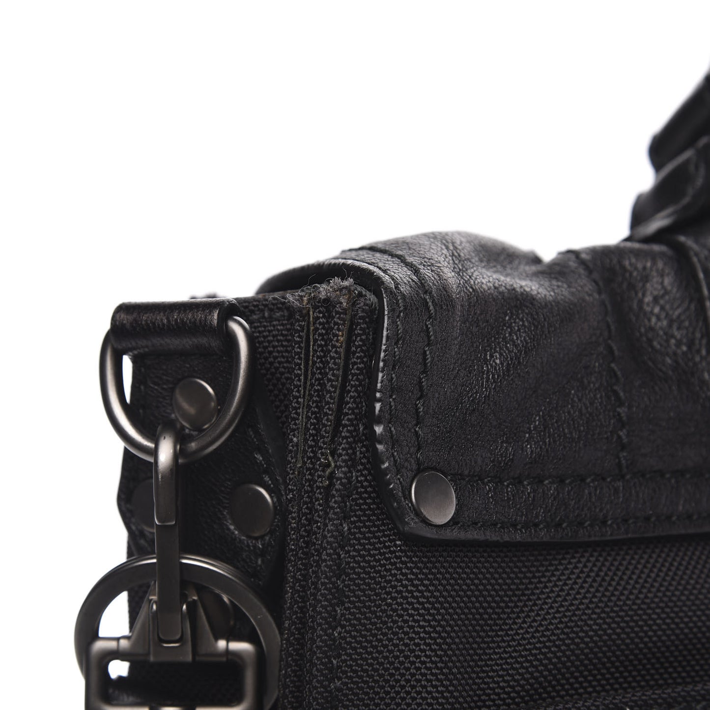 Lambskin Nylon Extra Large PS1 Satchel Black